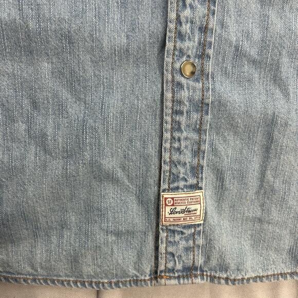 Levi Strauss Shirt Mens XL Denim Western Pearl Snap Long Sleeve Casual - Picture 10 of 13